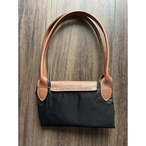 Longchamp Paris Black Brown Leather Le Pliage Shopping Modele Depose Bag Tote - Picture 5 of 15